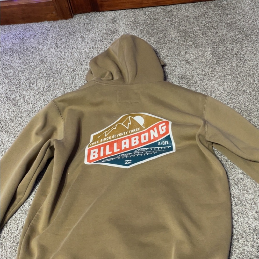 Billabong Olive Green Pullover Hoodie with Graphic Back
